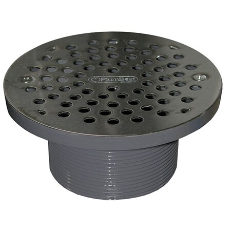 Jones Stephens 3-1/2in. PVC IPS Plastic Spud with 6in. Stainless Steel Round Strainer D56106